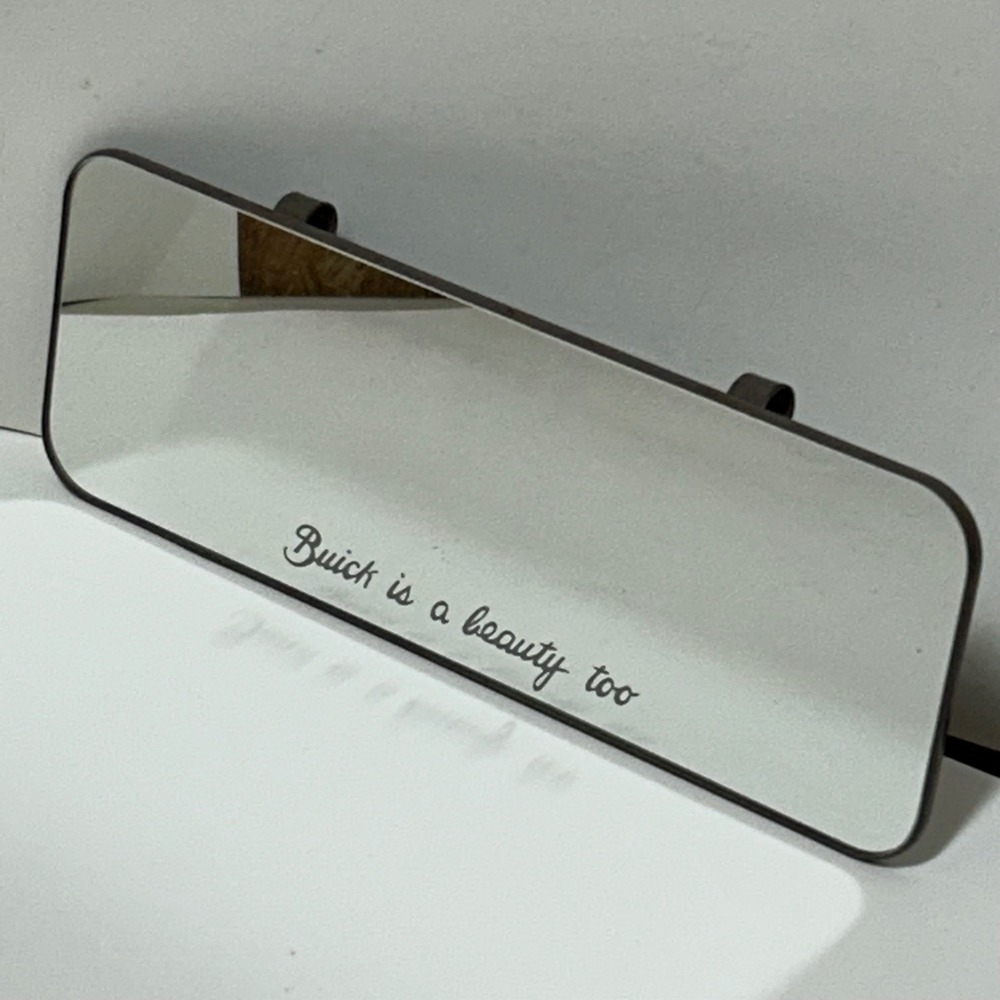 Vintage Buick is a Beauty Too Sun Visor Vanity Mirror Brown Metal Clip On 10x4